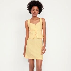 Old Navy Yellow Linen Top & Skirt Set XL
